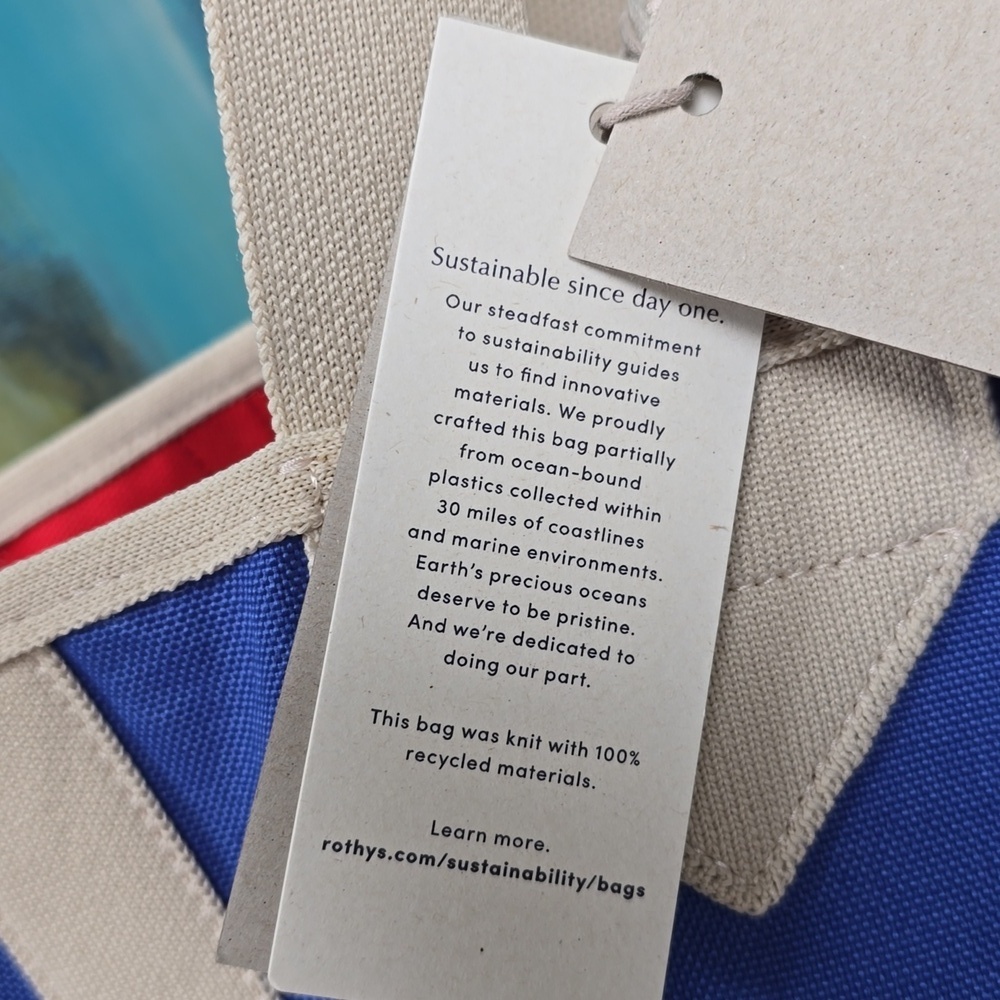 Rothy's Blue and Red Reversible Beach Bag Tote - NWT - Picture 8 of 15